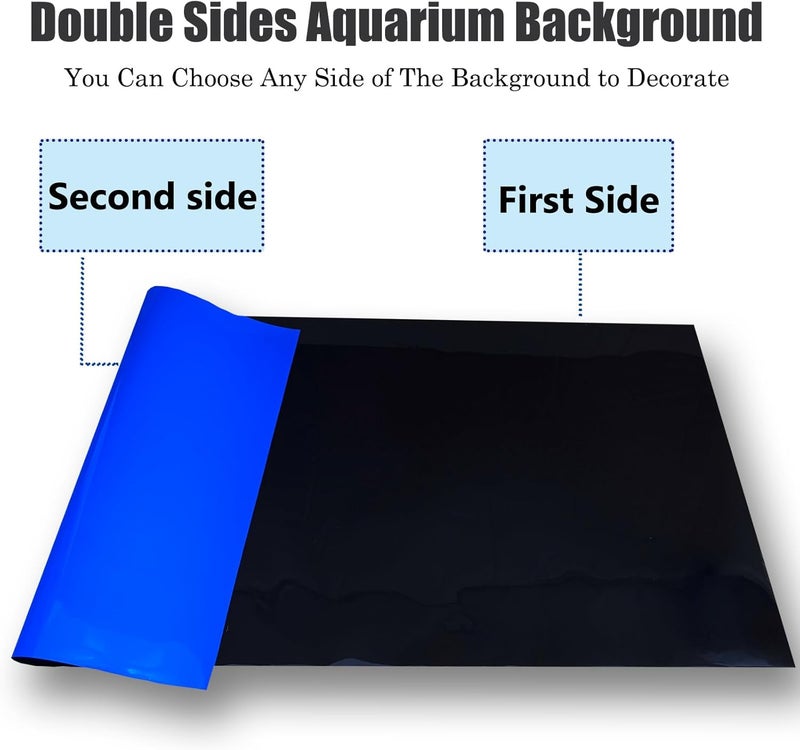 XCNO Blue Black Aquarium Background Poster Fish Tank Background Wallpaper Aquarium Backdrop Double-Sided Fish Tank Decorations Paper 16"x 33" - Image 4